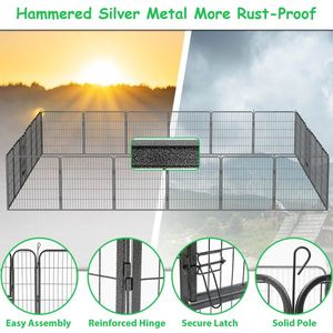 32\" Heavy Duty <b>Dog</b> Playpen Outdoor Steel Pet Cage with 24 Panels Waterproof <b>Button</b> Closure Animal Pattern Doors - Product Image 4