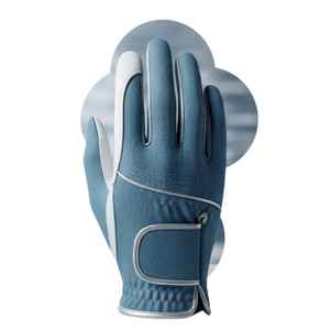 Gant de golf droitier en cuir PU antidérapant unisexe avec fermeture auto-agrippante bleu et blanc, faible MOQ, gants de golf promotionnels de marque - Product Image 4