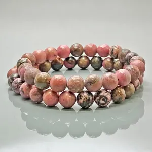 Natural Rhodonite 8mm Smooth Round AA Grade Gemstone Beads Stretch <b>Bracelet</b> <b>Healing</b> Jewelry Wholesale - Product Image 5