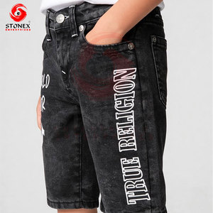 Men's Distressed Snow Wash Denim Shorts Mid Waist Ripped Cotton Streetwear Summer Casual Shorts - Product Image 2