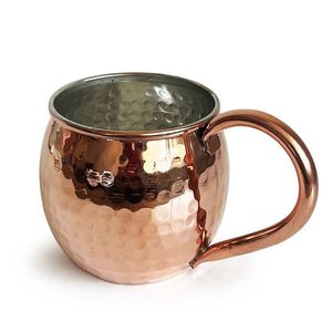 Mug en cuivre avec poignée, finition martelée, style vintage, tasse à boisson résistante à la chaleur pour les fêtes et les bars - Product Image 4