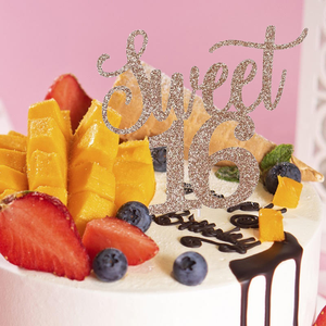 Décoration de gâteau Joyeux Anniversaire et Sweet 16 avec paillettes, fournitures de fête pour célébration des filles, directement de l'usine - Product Image 4