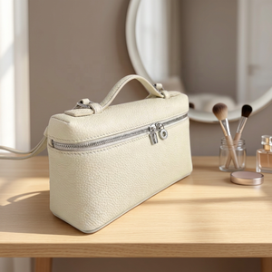 Bolso para teléfono de cuero color crema con cremallera y asa, diseño cruzado pequeño - Product Image 4