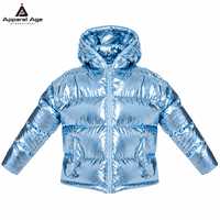 Blouson d'hiver pour femme très tendance, rembourré en duvet brillant, épais et matelassé, imperméable et coupe-vent, avec logo imprimé