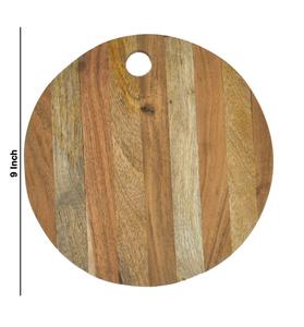Planche à découper ronde rayée avec trou de suspension, surface épaisse et lisse, idéale pour couper, servir des collations et décorer une cuisine moderne - Product Image 2