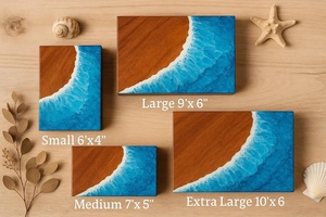 Handmade Rosewood Cremation Urn <b>Box</b> Resin Ocean Wave Design - Product Image 5