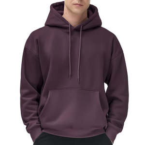 Sudadera con Capucha para Hombre, Color Granate, Tejida, Forrada, Informal, de Algodón y Felpa, Manga Larga, Ropa de Calle para Invierno - Product Image 1