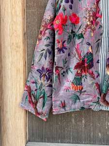 Blouson bomber en velours fleuri, robe kimono à imprimé original - Product Image 2