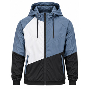 Windbreaker <b>Jacket</b> for <b>Men</b> <b>Lightweight</b> Outdoor Sports Water Resistant Full Zip Hooded Activewear Custom Apparel ODM Manufacturer - Product Image 1