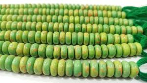 Perles de pierre turquoise cuivrée verte naturelle, rondes, lisses, 8 pouces - Product Image 6