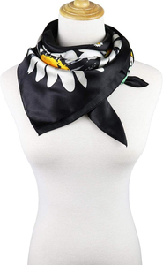 Fashion Floral Daisy Printed Women Best Flower Printed Bandana Women Head Square Scarf Silk Satin Head Scarves Women Scarves - Product Image 4