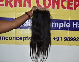 Extensions de cheveux vierges non traités bon marché couleur noire soyeuse naturelle 5*5 fermeture droite vente en gros cheveux humains indiens bruts de temple - Product Image 2