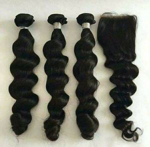 Paquetes de cabello humano sin procesar Remy indio económico Extensiones de cabello de calidad sin procesar de onda natural y recta suelta de doble trama - Product Image 6