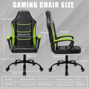 Adjustable Height Swivel PU Leather Gaming Chair with Executive Wheels Video Office Desk Chair with Arms - Product Image 2