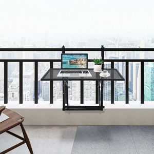 Tavolo da esterno pieghevole con altezze regolabili a 5 livelli per uso ringhiera - Product Image 2