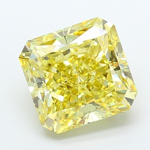 Diamant carré radiant de 12,03 carats, jaune intense fantaisie, clarté VS2, taille EX, CVD, pierre précieuse cultivée en laboratoire, jaune intense, pour bijoux - Product Image 1