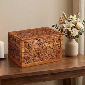 Affordable Rustic Wooden Jewelry <b>Storage</b> <b>Chest</b> for Rings, Earrings, Watches and Small Accessories with Traditional Carved - Product Image 1
