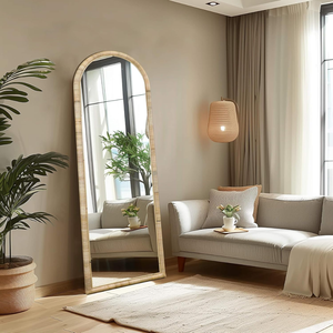 Bohemian Rattan Stand <b>Mirror</b> <b>Full</b> Body <b>Arched</b> <b>Full</b> <b>Length</b> <b>Mirror</b> Wicker Rattan Standing Wall <b>Mirror</b> from Vietnam - Product Image 3