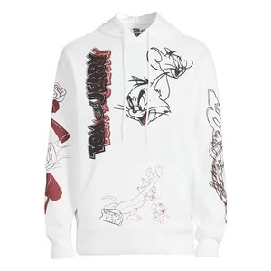 Sweat-shirt à capuche pour homme avec imprimé de dessin animé Tom et Jerry, coupe classique, coton blanc, décontracté, vente en gros, personnalisable, pour la salle de sport - Product Image 4