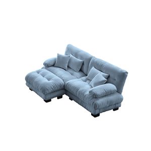 Divano Cloud a 2 Posti in Ciniglia per Soggiorno, Include 2 Cuscini Lombari e 2 Cuscini Decorativi, Seduta Ampia e Confortevole Imbottita - Product Image 5
