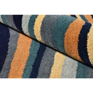 Tapis moderne en laine tufté à la main, motif abstrait ondulé, 5x8 pieds, motif marbré topographique fluide à profil bas - Product Image 6