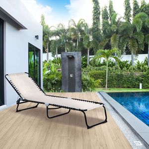 Sdraio Pieghevole da Esterno a 4 Posizioni Reclinabili, Sedia a Rete Traspirante per Piscina, Lettino Prendisole per Patio - Product Image 2