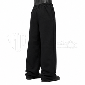 Pantalon de jogging unisexe noir à jambe large pour homme, taille élastique, poches latérales, idéal pour le printemps, 100 % coton, écologique et respirant - Product Image 5