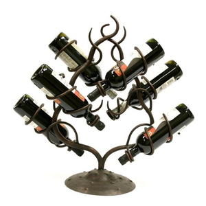 Antique Metal Wine Rack With 6 Bottle Capacity For Home Display Furniture Decor Handmade Iron Wine Racks - Product Image 1
