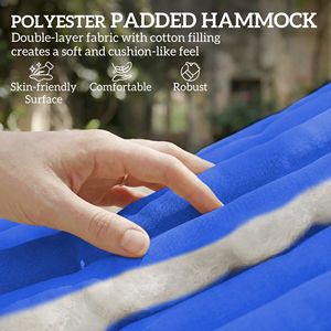 Navy Blue 2-Person Outdoor <b>Hammock</b> with Pillow and Pad 440 Lbs Capacity - Product Image 4