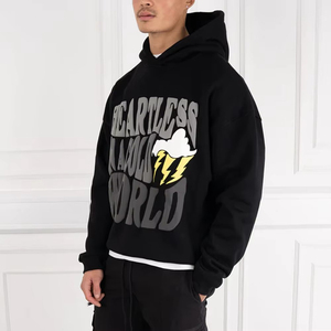 Nouveauté 2026 : Sweats à capuche personnalisés pour hommes, style tendance, couleur unie, impression en relief, vente en gros - Product Image 6