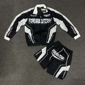 Custom Embroidery Logo Men's Casual <b>Jacket</b> and Shorts Set Breathable Windbreaker Nylon Autumn - Product Image 2