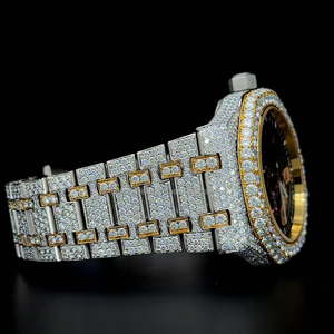 Montre Quartz Tendance Hip-Hop Bicolore Entièrement Sertie de Moissanite Diamant VVS1 Couleur D, Modèle Squelette 2026 - Product Image 6