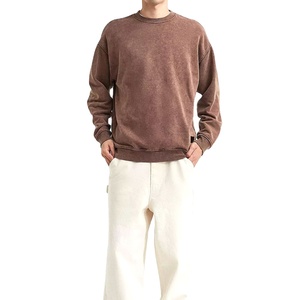 Sweat-shirt unisexe délavé à l'acide pour homme, 100 % coton, col rond, épais, coupe oversize, basique, 2026 - Product Image 2