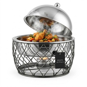 Elegant Mirror Polish Round Chafer Stainless Steel <b>Buffet</b> Server Food <b>Warmer</b> with Stand for Ramadan Catering Wedding Party - Product Image 3