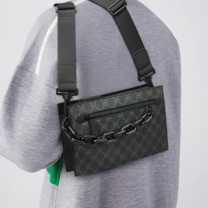 Sac bandoulière messager en PU pour homme, petit format, imprimé personnalisé, avec fermeture éclair, pour usage quotidien et extérieur - Product Image 5