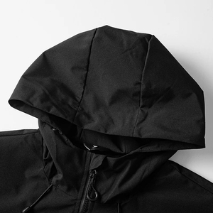 Blouson unisexe gris à capuche coupe-vent léger pour sports de plein air, pull d'extérieur hiver couleur unie en polyester - Product Image 4