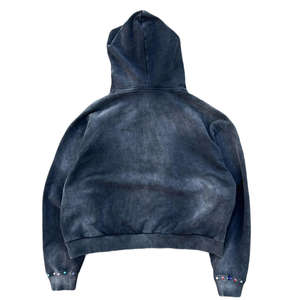 Sudadera con capucha de forro polar con cremallera para hombre, estilo oversize, de algodón de 430 g/m², con pedrería, corte holgado, lavado ácido vintage, para streetwear, personalizada, venta al por mayor 2026 - Product Image 5