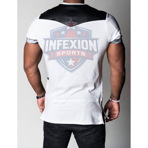 Men's <b>White</b> <b>Slim</b> <b>Fit</b> Short Sleeve T-<b>Shirt</b> With Contrast Trim O-Neck Casual Knitted Cotton Top - Product Image 3