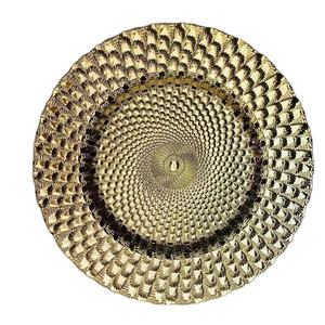 Assiette de service décorative de table pour mariage et réception, design festonné, assiette de service ronde, assiette de service en métal pour la restauration - Product Image 1