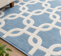 Hand Knotted Blue Rug, Ivory Geometric Rug, Modern Wool Area Rug, Soft Designer Carpet, Living Room Bedroom Rug, Custom Size