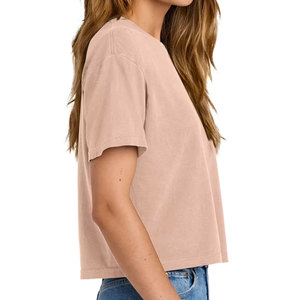 Custom Colors 3023CL <b>Peach</b> Mockup Eco-Friendly Breathable Spandex/Cotton Summer Women's Boxy Cropped T-Shirt Crop <b>Top</b> - Product Image 3