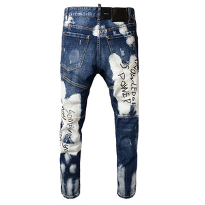 Premium High Quality Men Denim Jeans Slim Fit <b>Stretch</b> Y2K Vintage Pencil Pants Ripped Custom OEM Bulk Wholesale - Product Image 2