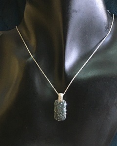 Collar con Colgante de Diamante Natural Blanco Azul de Corte Brillante de 1.05 Ct, Plata de Ley con Baño de Rodio, Moderno, para Regalo de Boda o Fiesta - Product Image 2