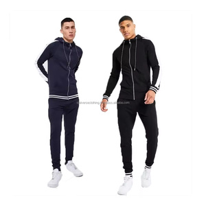 Sialverse personalizado 2 piezas Joggers chándal estampado Zip Hood ropa de gimnasio para hombres de talla grande deportes de invierno rayas ecológicas - Product Image 1