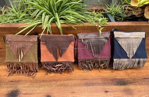 Custom Genuine Leather Canvas Water Resistant Purse for Women's Western Luxury Cowhide Leather Crossbody Fringe Shoulder <b>Bags</b> - Product Image 3