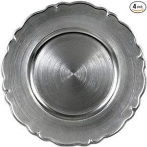 Assiette de présentation ronde en métal texturé martelé argenté, sous-assiette décorative de luxe en acier inoxydable pour mariage, vaisselle de table, assiette de dîner - Product Image 6