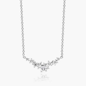 Collar Cosmos con Diamante Cultivado en Laboratorio de 0.58CT, Collar con Racimo Curvo de Oro Blanco de 14K, Joyería Fina, Proveedor OEM ODM - Product Image 1