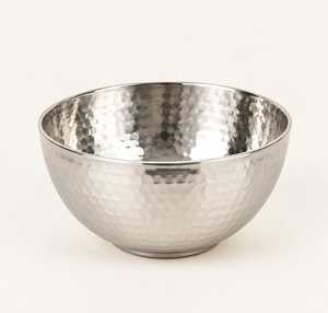 Premium Hammered Stainless <b>Steel</b> <b>Bowl</b> for Serving Fruits Snacks Salad and Dining Table Decor by Indian Metalware Exporter - Product Image 1