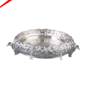 Bol à bougie décoratif vintage en métal avec finition argentée pour centre de table de mariage et décoration intérieure, également utilisable comme vase à fleurs - Product Image 1