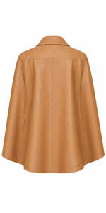 Women's Genuine Leather Long Cape <b>Coat</b> | for Black <b>Burgundy</b> | OEM ODM Manufacturer | Premium Quality Design | Winter - Product Image 3